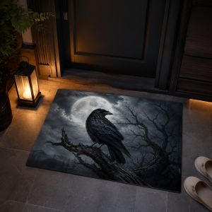 Thảm Chùi Chân Halloween VIKAMA Thiết Kế Hình Cây Chết Và Quạ Chống Trượt Trong Nhà Ngoài Trời Thảm Trang Trí Cổ Điển Đáng Sợ Chào Mừng Cho Lối Vào Phía Trước