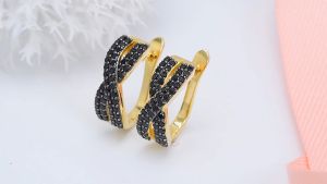 Lohaspie Jewelry Genuine Yellow Gold Plated Solid Sterling Silver 925 Clip Earring Natural Black Spinel Clip Earring Round Gemstone Earring For Women Birthday Gift Jewelry