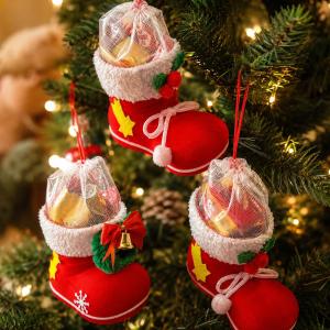 Christmas Boots Candy Bag Hanging Storage Pouch Creative Christmas Gift Bag Candy Socks Christmas Decoration