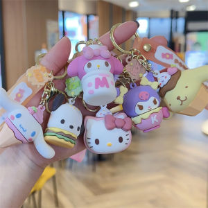 Takara Tomy | Anime Hello Kitty Kuromi Keychain Cinnamoroll Pochacco Keychain KT Cat Cute Doll Model Car Backpack Keyring Birthday Gifts