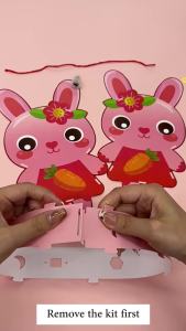 Mid-Autumn Festival LED Lantern PVC Luminous Lantern Kids DIY Handiwork Material Cartoon Animal Lamp For Festival Party Ornament