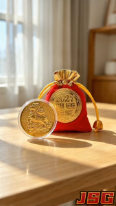 2027 Lucky Golden Goat Coin & Gift Pouch Gold-Foil Coins for Wealth Luck Prosperity Blessing Gift