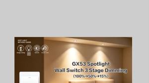 GX53 LED Bulb 3‑Level Brightness Dimmable 100% 50% 15% 220V No Remote Required Operated by Wall On‑Off Switch Replacement Bulb