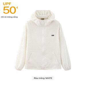 JNXS | Áo Khoác Chống Nắng Có Mũ Rộng Thoáng Khí Họa Tiết Kẻ Caro Chấm Bi