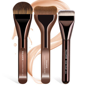 MAANGE | MAANGE 3pcs Makeup Brushes Aluminum Tube Makeup Brush Foundation Makeup Brush Thin Foundation Brush Kabuki Makeup Tools for Girl