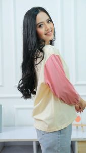 Alexa Blouse Atasan Kaos Wanita Tangan Balon Polos Cotton Combed premium