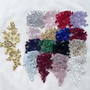 (New) 1Pairs Lace Applique Sew Patch Fabric Embroidery Flower Exquisite Trim Patches Crafts Stickers Bag Gown Decoration