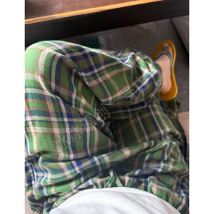 Quần Dài Nữ Cạp Cao Kẻ Sọc Lớn Màu Tương Phản Phong Cách Đường Phố Quần Ống Đứng Mùa Hè Quần Bó Cạp Cao Cho Nữ