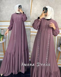 [NEW] Amona Dress Bahan Ceruty Baby doll Dress Wanita Muslim / Long Dress / Dress Syari / Gamis Modern / Gamis Syari / Gamis Wanita Terlaris / Gamis Terbaru 2023 / Gamis Remaja / Gamis Busui / Fashion Wanita/Baju muslim / Dress Lebaran 2023