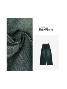 Casual Fashion Green Denim Banana Pants Straight Leg Youth Jeans Natural Waist Stretchy Casual Trousers for Women