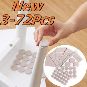3-72Pcs Felt Chair Leg Pads Round Square Self Adhesive Furniture Table Legs Pad Bumper Anti Slip Furniture Mats Floor Protector