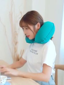 CAR LADMALL (พร้อมส่งด่วน)  หมอนหนุนแบบเป่าลม รูปตัวยู แบบพกพา น้ำหนักเบา หมอนเป่าลมขนาดพกพา เบามาก จัดเก็บง่าย  H689