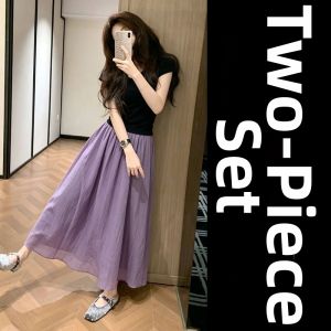 Homecore | Elegant Purple Slimming Summer Dress