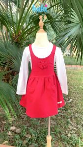 Váy yếm bé gái màu đỏ HAKI duyên dáng xinh yêu phù hợp cho bé từ 13-21kg mặc Giáng sinh Năm mới HK036 đầm bé gái váy yếm dự tiệc cho bé