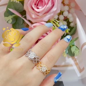 Cincin Couple Titanium Celeste Lapis Emas 18k ANTI KARAT crystal swarovski