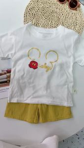 TREEHOUSE baby clothes set Fashion Pullover Short Sleeve Top + Shorts Two-piece Set Cute Cartoon Boys and Girls Childrens Clothing Set