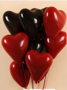 Double-Layer Love Heart-Shaped Pomegranate Ruby Bay Rubber Balloons Black Balloon Birthday Proposal Decoration