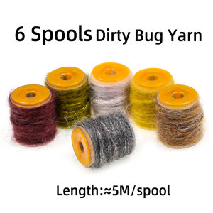 ICERIO 6 Colors/Set Dirty Bug Yarn Mottled Dubbing Thread Fly Fishing Tying Material for Shrimps Baetis Caddis Nymphs Lure Bait