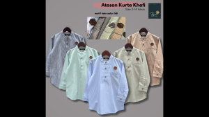 TABINA Atasan Kemeja Kurta Salur Anak Laki sampai Dewasa Lengan Panjang seri Khafi usia 2 hingga XXL