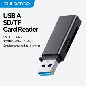 PULWTOP USB SD Card Reader USB 3.0 Memory Card Reader for SD/Micro SD/UHS-I/SDXC/SDHC/TF Compatible with Windows and Mac OS