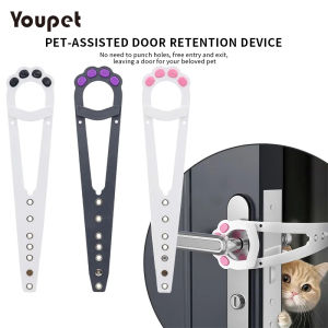 4/7Holes Pet Door Latch Cat Elastic Door Lock to Prevent Dog FromEntering Adjustable Cat Door Holder Latch for Most Door Handles