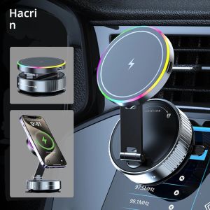 ที่ชาร์จไร้สายในรถยนต์สำหรับ iPhone 17 16 15 14 13 12 Pro 360 °   แท่นชาร์จในรถยนต์แบบแม่เหล็กหมุนปรับได้พร้อมที่ยึดแบบสุญญากาศ