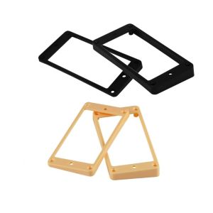 FLEOR 2pcs Plastic Curved Humbucker Pickup Mounting Rings Neck & Bridge Pickup Frames Set Black/Yellow for LP Style Guitar