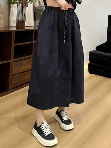 กระโปรงทรงเอเอวสูง ทรงหลวม ทรงลำลอง สำหรับผู้หญิง ฤดูร้อน 2024 กระโปรงทรงดอกไม้ทรงพอง ผ้าฝ้ายซักได้ กระโปรงทรงเอ