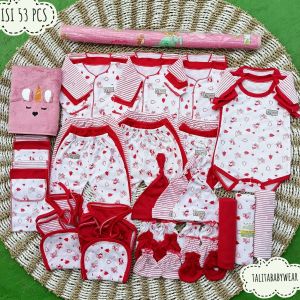 53 PCS Perlengkapan Bayi Baru Lahir Seri Merah Paket Brojol Baby Lengkap Terkomplit talitababywear