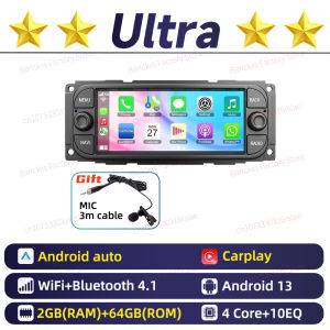 1 Din Radio Stereo Head Unit Android Car Multimedia for Dodge Dakota Durango 2001-2004 6.86" Carplay Autoradio GPS Navigation