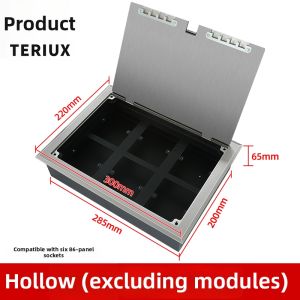 TERIUX | Concealed Pop-up Floor Socket Stainless Steel 5 Ports 86 Type Panel