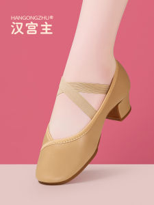 Dancing Shoes Womens Mid and Low Heel Soft Bottom Breathable Leather Square Dance Shoes Outdoor Adult Classical Dance Teachers Shoes Dancing Shoes