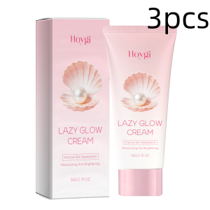 Hoygi Lazy Glow Cream Skin Even Skin Tone Complexion Concealer Smoothing Texture Moisturizing Brightening Natural Glow Cream 50g