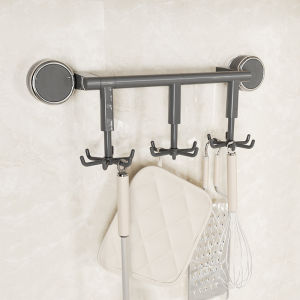 Rotatable Suction Cup Wall Mounted Kitchen Storage Rack Multi-Function Spoon Shovel Organizer Holder No Drilling Required