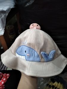 CAE - Topi Anak Laki Perempuan 0-2 tahun Blue Whale Bucket Hat Import
