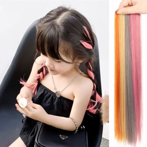 60cm Korean Kids Girls Wig Hair Long Wig Hair Dye Wig Hair Extension Hair Ties For Kids Girls Hair Accessories
