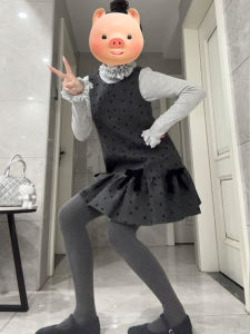 SENWA | Petite Stylish Polka Dot Vest Dress Ensemble for Early Autumn