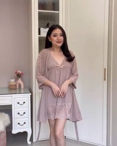 DeSecrettz ZURI Baju Tidur Wanita Dewasa Model One Set Kimono Lingerie Cocok Untuk Seserahan