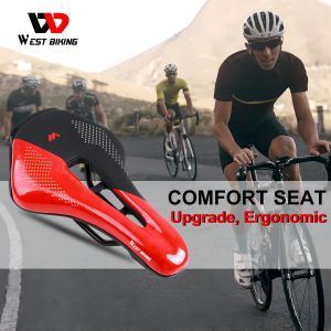 WEST BIKING Bicycle Saddle Hollow Breathable MTB Road Bike Seat Cushion Racing Bike Saddle Soft PU Cycling Saddle Bike Accessories