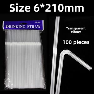 Disposable Plastic Straw Black Transparent Flexible Drink Straw 6mm100 PCs Confinement Straw