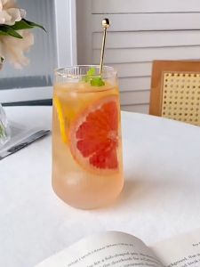 DAU YVONNE Stripe Ribbed Vintage Glassware Drinking Iced Coffee Mug Hot Cold Beverage Juice Cup