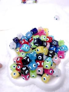 6pcs Transparent color eye square acrylic bead Big Hole Spacer Bead For Jewelry Make Bracelet necklace anklet Diy Accessories