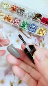 NAIL 12 Grids Nails Sequins Irregular Aluminum Foil Gold Design Set Nail Glitter Flake DIY Manicure