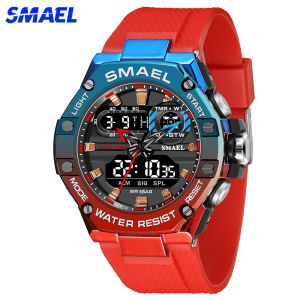 SMAEL Sport Watch for Man Dual Time Wristwatch Young Men Led Light Alarm 8066 Fashion Multi-color Watches Military Boy Stopwatch