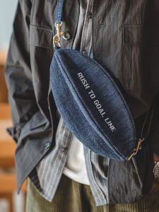 Maden Workwear American Retro Denim Crossbody Rugby Chest Bag Large Capacity Mens Trendy Commuter Single Shoulder Bag