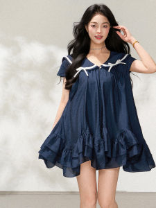 KEIKO | Butterfly Bow Nautical Collar Multi-Layer Ruffles Summer Dress