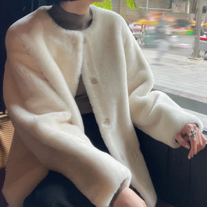 เสื้อโค้ทขนเฟอร์ขนเฟอร์ขนเฟอร์ขนเฟอร์ขนเฟอร์ขนเฟอร์ขนเฟอร์ขนเฟอร์ขนเฟอร์สำหรับฤดูใบไม้ร่วงและฤดูหนาวแบบยาวปานกลางสำหรับผู้หญิง