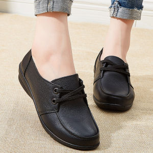 SHIPAILUO | Spring 2025 Womens Comfortable Leather Shoes Soft Bottom Single Shoes Anti-slip Middle-aged And Elderly Womens Shoes Casual Style