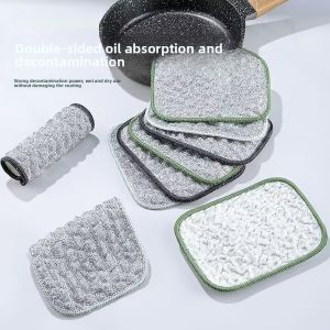 1/3/5/10Pcs Double Side Dish Cloth Strong Oil Absorption Stain Removal Coating Safe Reusable Wet Dry Scrub Wash Towel Dishcloth