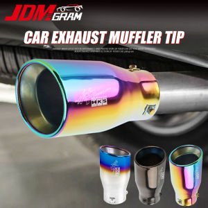 JDMGRAM HKS Car Exhaust Pipe Stainless Steel Universal Auto Muffler Tail Tip Chrome Racing Throat PIpes Modified Rear Round Automobile Exterior Accessories
